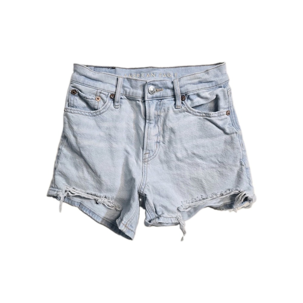 American Eagle Strigid Women's Relaxed Denim Blue Shorts Sz 000 Light Wash